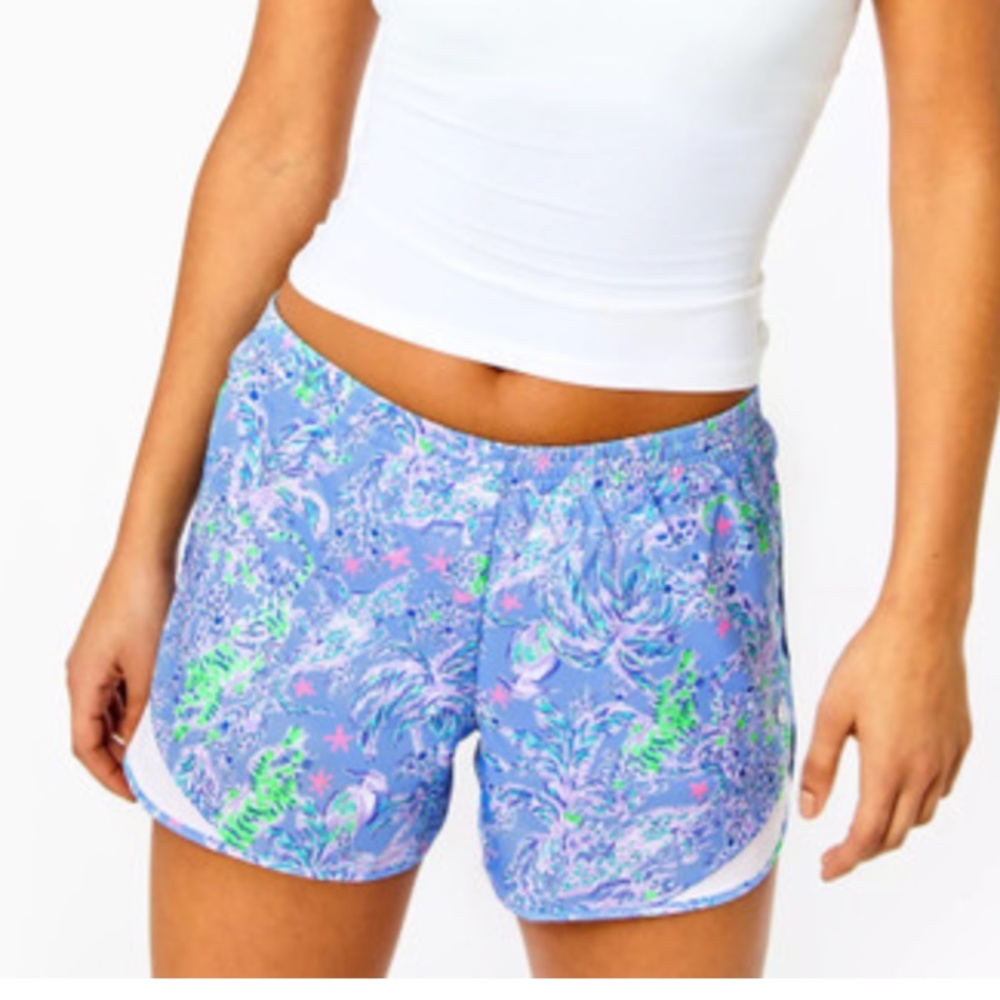 XS Lilly Pulitzer Ocean Trail Shorts - Blue Peri The Turtle Pattern